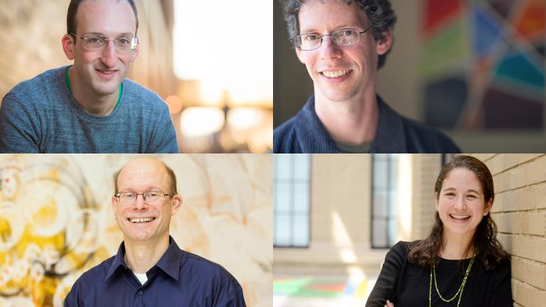 The 2021 MacVicar Faculty Fellows are: (clockwise from top left) Michael Short, Larry Guth, Elsa Olivetti, and Michael Yaffe.