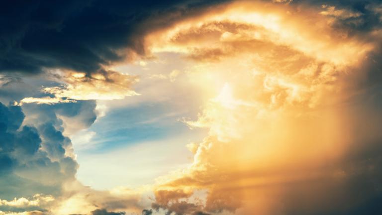 Image of clouds with sunlight coming through