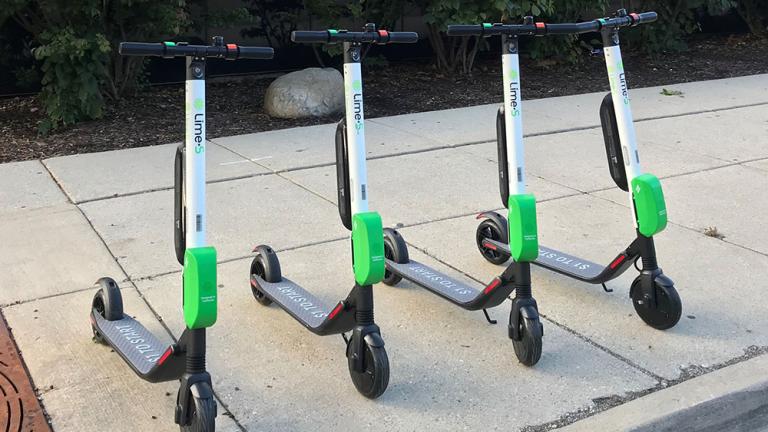 Based on usage trajectories, MIT and SMART researchers found scooter-sharing more popular than bike-sharing in two areas of Singapore. Seen here: scooters for rent in the United States.