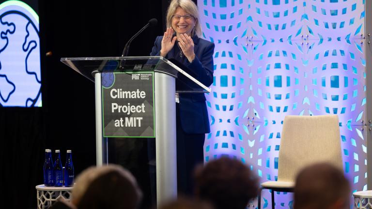 Monday’s event, “The Climate Project at MIT: Launching the Missions,” drew a capacity crowd at the Samberg Center. The project is “a whole-of-MIT mobilization,” President Sally A. Kornbluth said in her opening remarks.