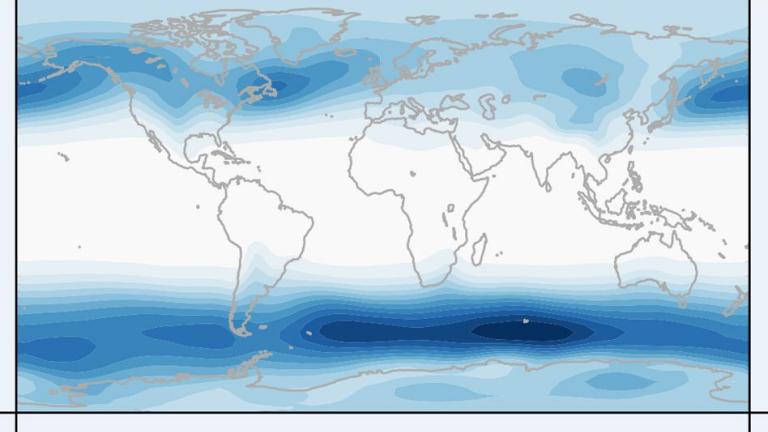 MIT researchers find that extratropical storm tracks — the blue regions of storminess in the Earth's middle latitudes — would change significantly with solar geoengineering efforts.