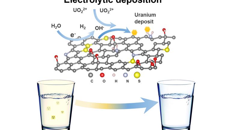 A reusable 3D functionalized reduced graphene oxide foam (3D‐FrGOF) is used as an in situ electrolytic deposition electrode to extract uranium from contaminated water. 