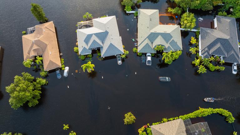 Hurricane Debby flooded homes and cars in Sarasota, Florida in August 2024.