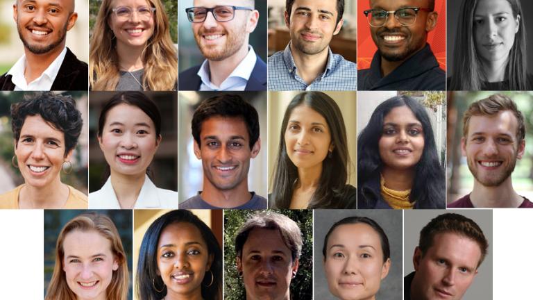 (Top row, left to right:) Iwnetim (Tim) Abate, Kaitlyn Becker, Brandon J. DeKosky, Mohsen Ghaffari, Aristide Gumyusenge, Mina Konakovic Lukovic. 
(Middle row, left to right:) Darcy McRose, Qin (Maggie) Qi, Manish Rhaghavan, Ritu Raman, Nidhi Seethapathi, Vincent Sitzmann. 
(Bottom row, left to right:) Tess Smidt, Loza Tadesse, Cesar Terrer, Haruko Wainwright, Martin Wainwright.