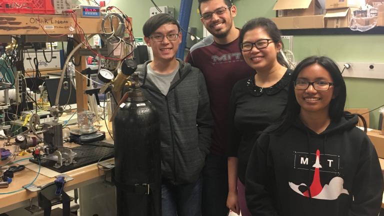 Members of the research team (left to right:) Zi Hao Foo, Omar Labban, Grace Goon, and Annetoinette Figueroa. 