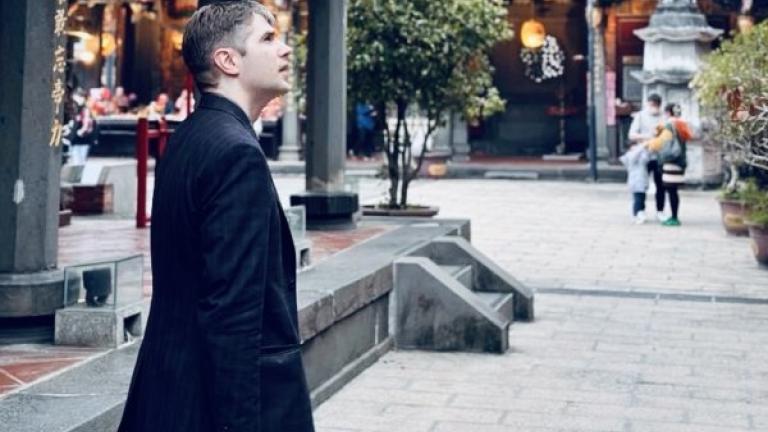 MIT historian Tristan Brown at the Dalongdong Bao'an Temple in Taipei, Taiwan.