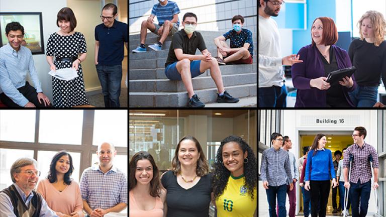 (Clockwise from top right:) Professor Colette Heald, Professor Paola Cappellaro, Professor Cathy Drennan, Professor Warren Seering, Associate Professor Anna Mikusheva, and Associate Professor Gene-Wei Li.