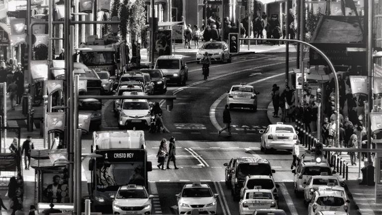 Traffic in Madrid, Spain