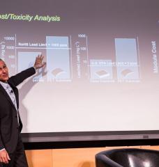 Moungi Bawendi, the Lester Wolfe Professor of Chemistry at MIT, described recent progress on new kinds of solar cell materials.