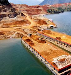 “Indonesia’s nickel production has seen a remarkable tenfold increase since 2016,” says Basuhi Ravi PhD’23. Pictured is nickel being mined and loaded onto barges in Sulawesi, Indonesia. 