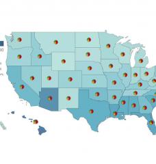 Map shows the potential reductions in overall greenhouse gas emissions from the transportation sector, state by state, that could be achieved by policies emphasizing the use of stiffer road surfaces. The greatest potential gains are seen across the southern part of the country.