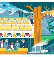 A graphic from the revamped MIT Climate Portal illustrates the section of the website on What Can Be Done About Climate Change?