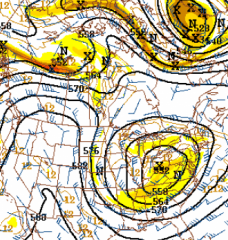 Weather map of North America