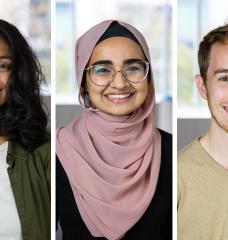 Left to right: Serena Patel, Rameen Hayat Malik, and Ethan Harrison. 