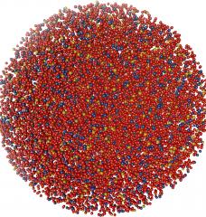 A single year of carbon dioxide emitted as a result of actions and energy use in the MIT School of Architecture and Planning. Each ball represents a ton of emitted carbon, with the different colors standing for different sources. The estimated greenhouse gas emissions by SA+P totaled 24,795 million tons of CO2 equivalent in 2019.