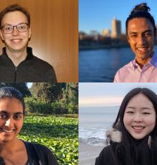 Clockwise from top left: Spencer Compton, Karna Morey, Lily Zhang, and Tara Venkatadri are four of the 410 undergraduates in the United States to receive 2020-21 Goldwater Scholarships.