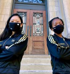 Jeana Choi (left) and Koumani Ntowe lead the MIT Society of Women Engineers as co-presidents.