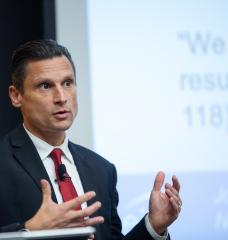 Joseph DeCarolis, administrator for the U.S. Energy Information Administration, speaks on the role of modeling in the energy transition at the MIT Energy Initiative Fall Colloquium. 