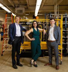 Shreya Dave PhD ’16 (center) co-founded Via Separations with Professor Jeffrey Grossman (left) and Brent Keller PhD ’16. 